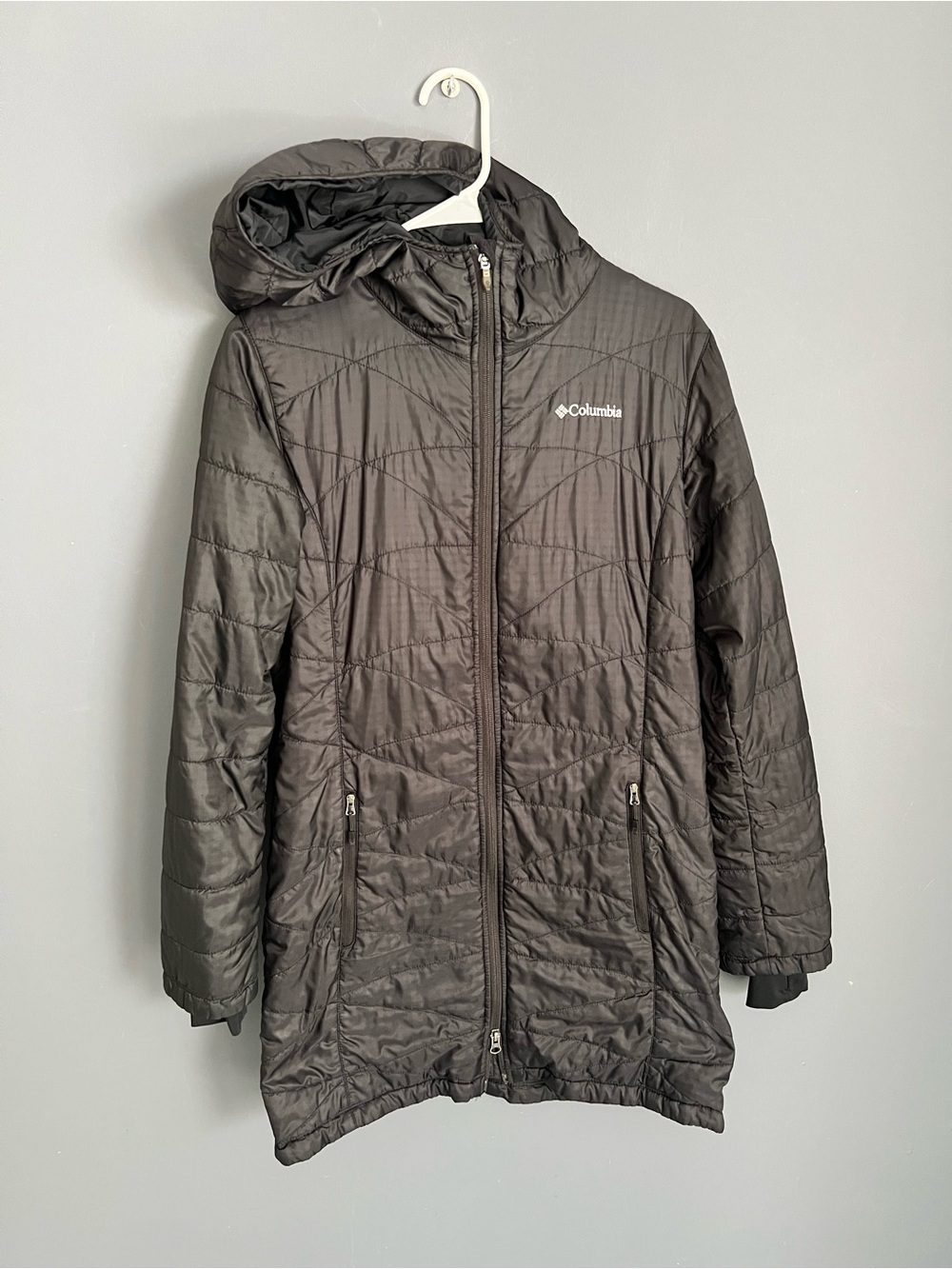 Columbia Women's M Black Heavenly Hooded Jacket Omni-Heat Quilted Puffer Coat